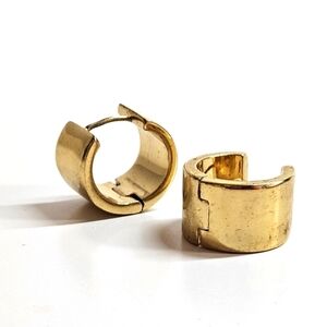 Kate Spade Gold Tone Wide Huggie Hoop Earrings